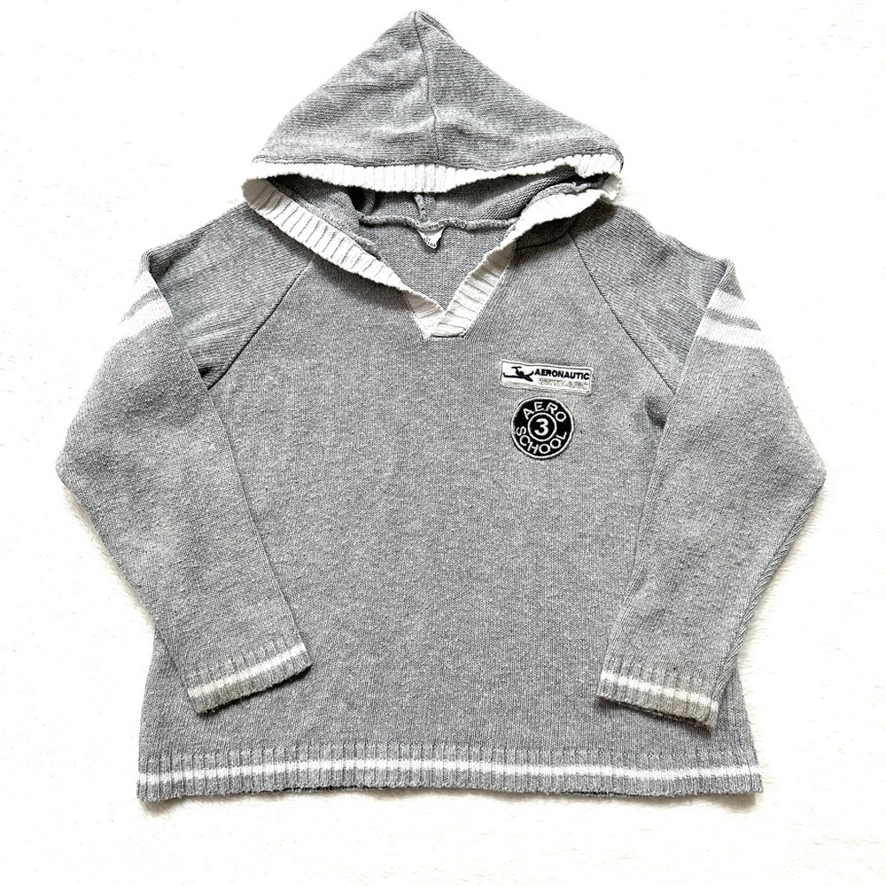⭐️ 5 for $25 Aero School Gray Hooded Knit Sweater Size 98/104 cm 3 Years